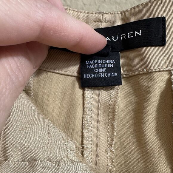 Ralph Lauren Black Label Women's Wool Blend Tan Trouser Career Pants 12 Stretch - Picture 10 of 12